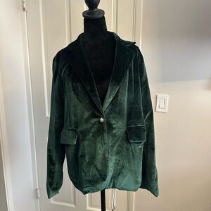 Elegant Green Velvet Women's Jacket